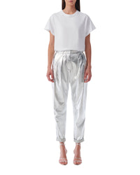 Nil trousers in leather - Silver