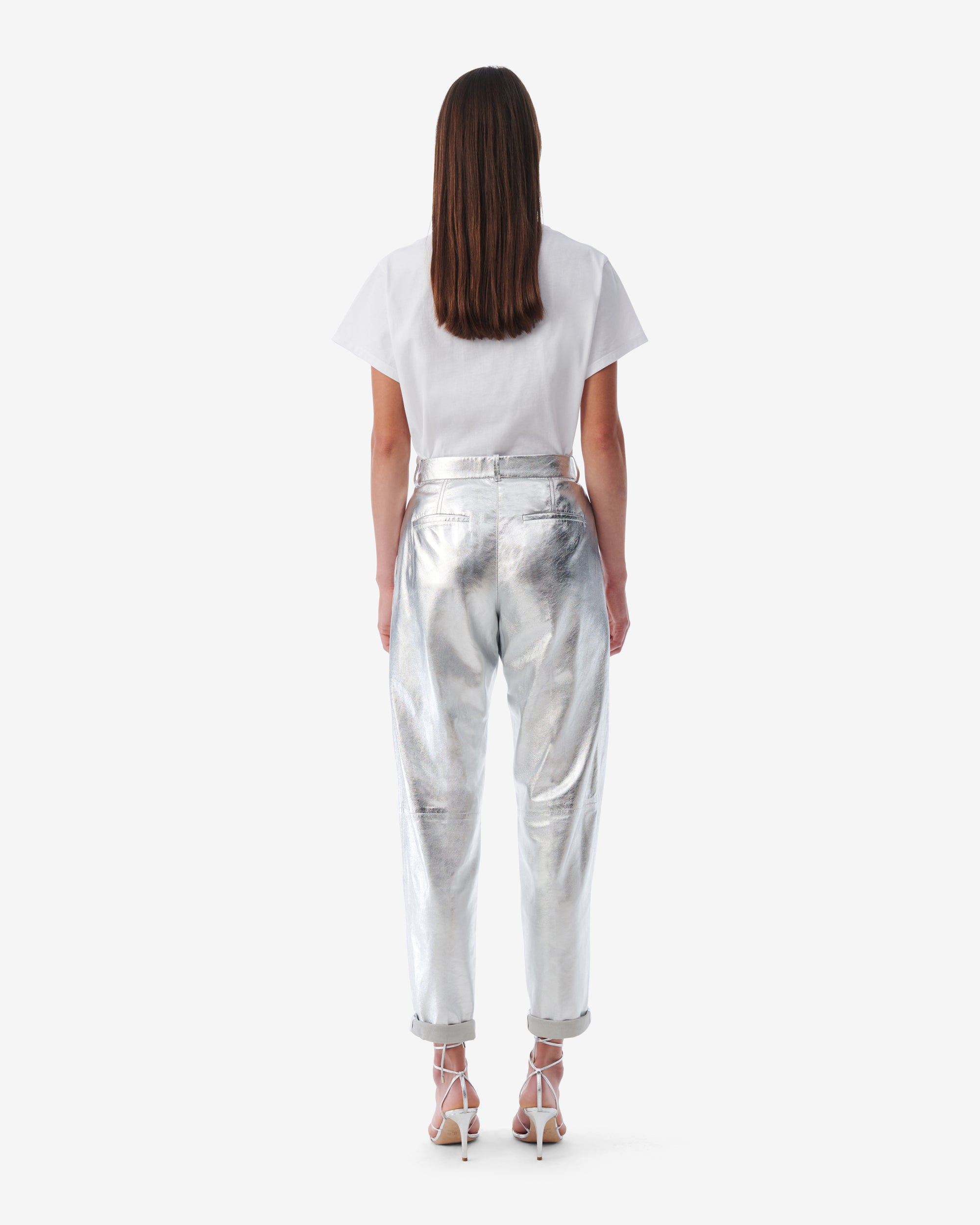 Nil trousers in leather - Silver