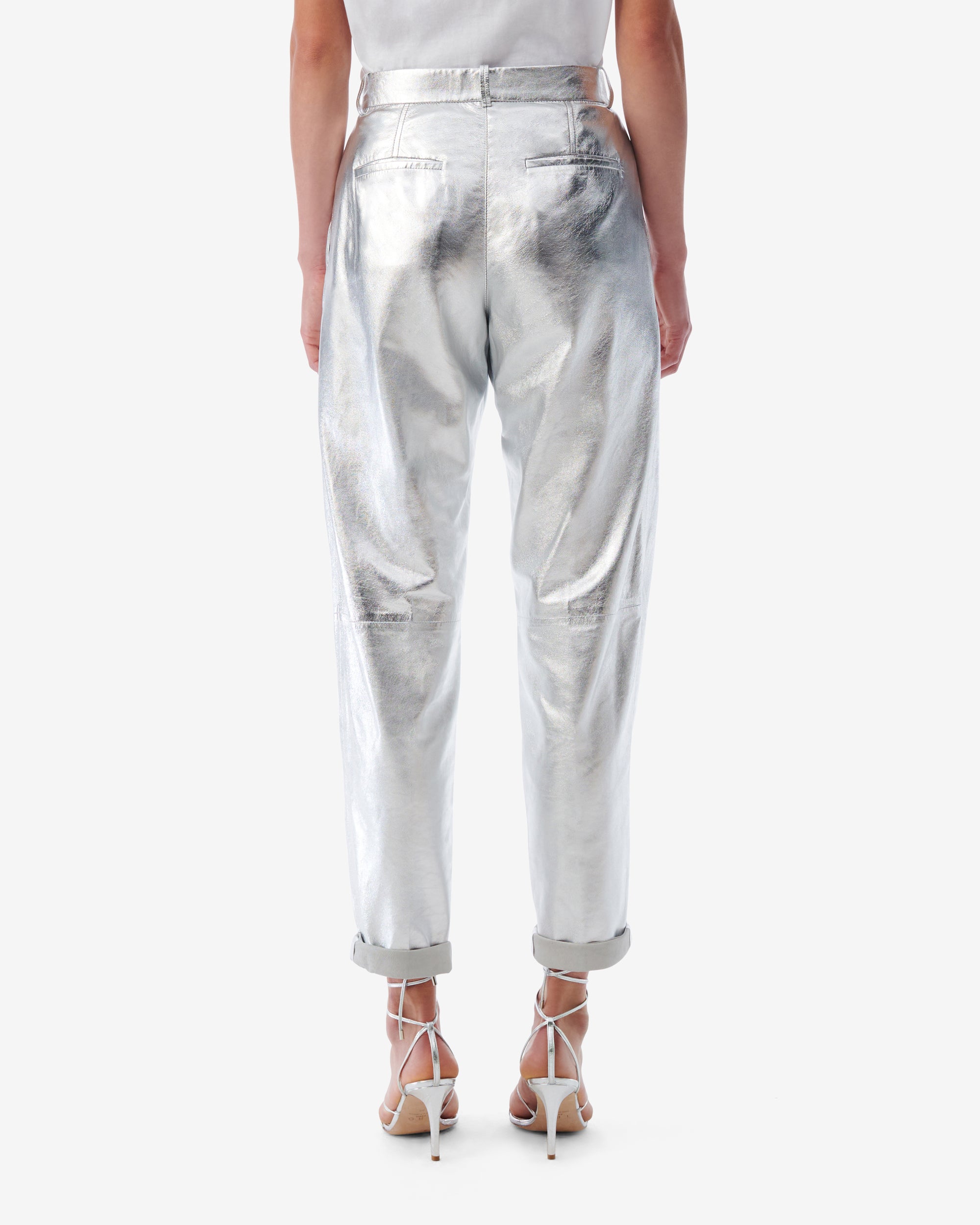 Nil trousers in leather - Silver