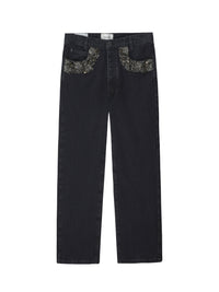 Straight-leg denim trousers with beading - Portia
