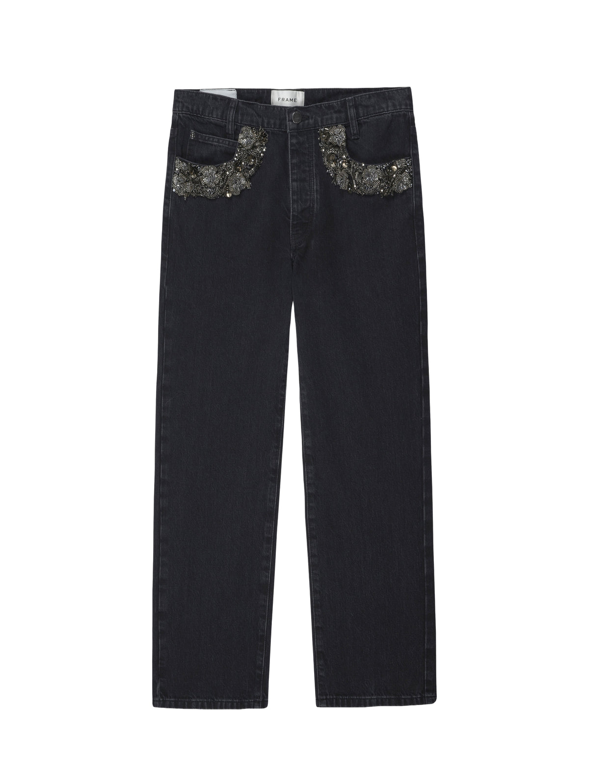 Straight-leg denim trousers with beading - Portia