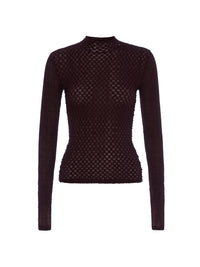 MESH LACE TURTLENECKDEEP BURGUNDY