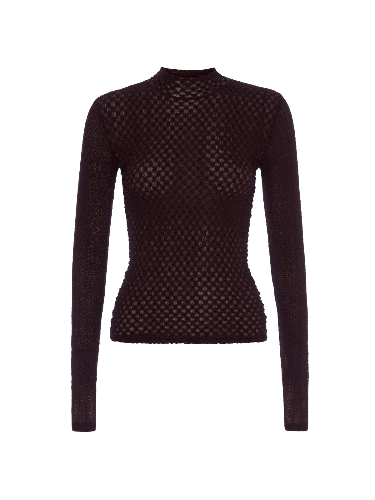 MESH LACE TURTLENECKDEEP BURGUNDY