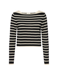 STRIPED BOATNECK SWEATERBLACK MULTI