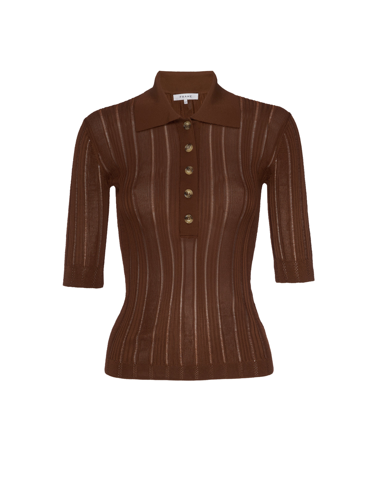 LADDERED RIB S/S POLOLIGHT CAMEL