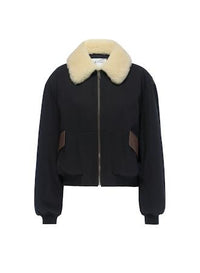 MIXED LEATHER BOMBERBLACK