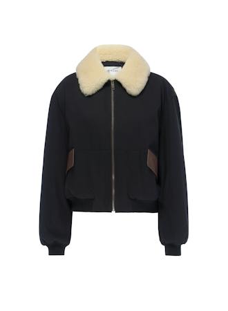 MIXED LEATHER BOMBERBLACK