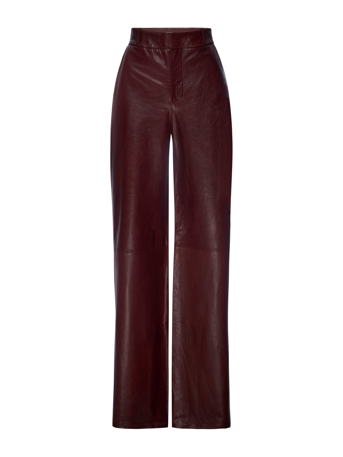 THE WIDE LEATHER TROUSERSYRAH RED