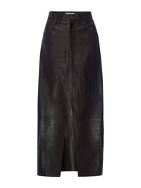 THE MIDAXI LEATHER SKIRTESPRESSO CROC