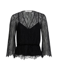 LACE V-NECK BLOUSEBLACK