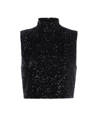 CROPPED SEQUIN TOPBLACK