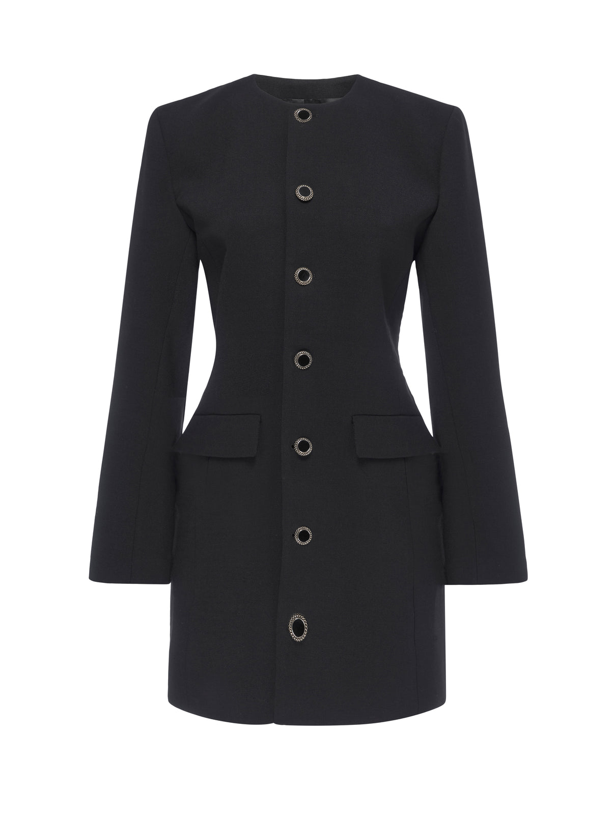 BUTTON FRONT SUITING DRESSBLACK
