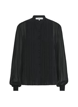 BEADED COLLARLESS BLOUSEBLACK