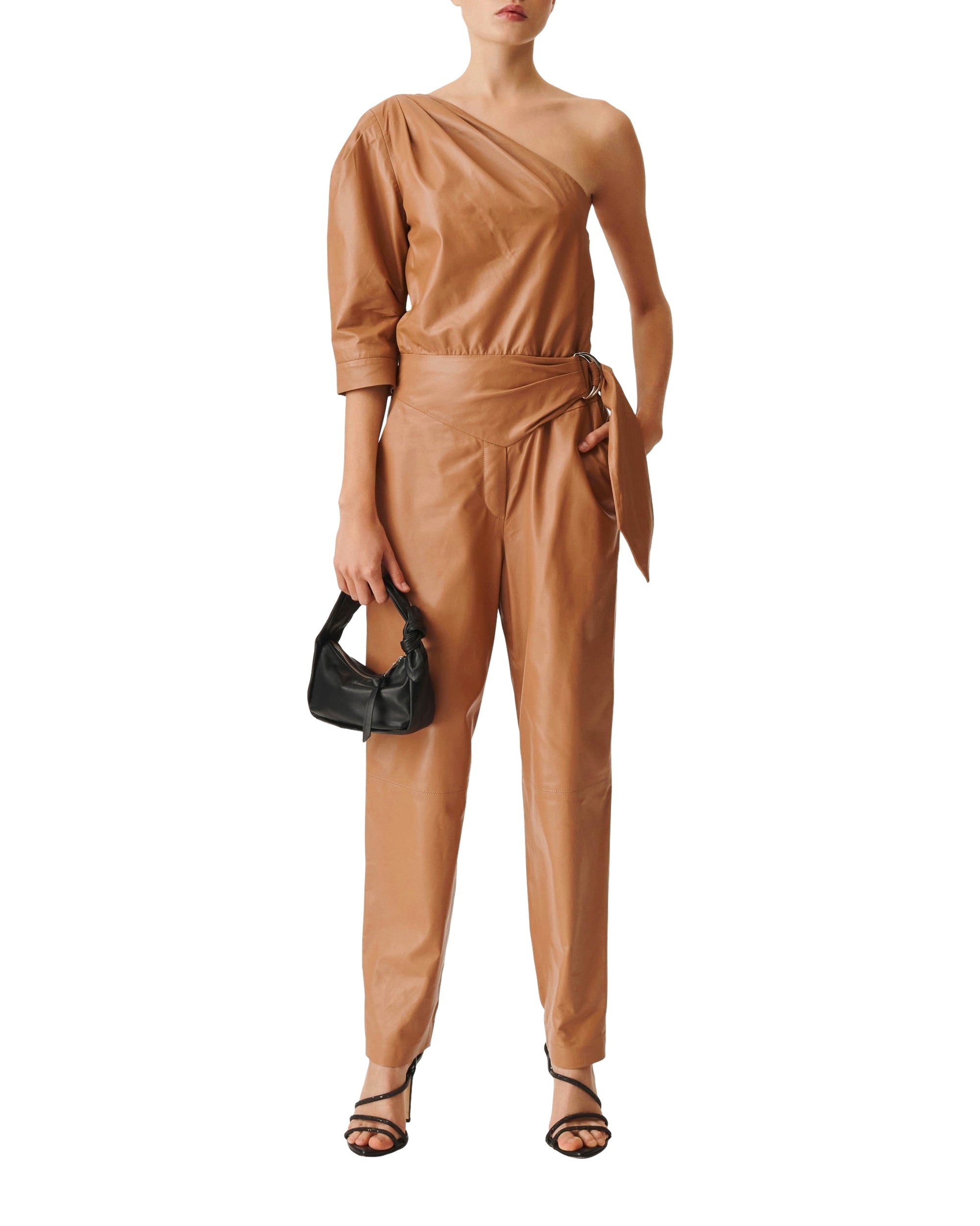 Juna jumpsuit in leather - Fudge