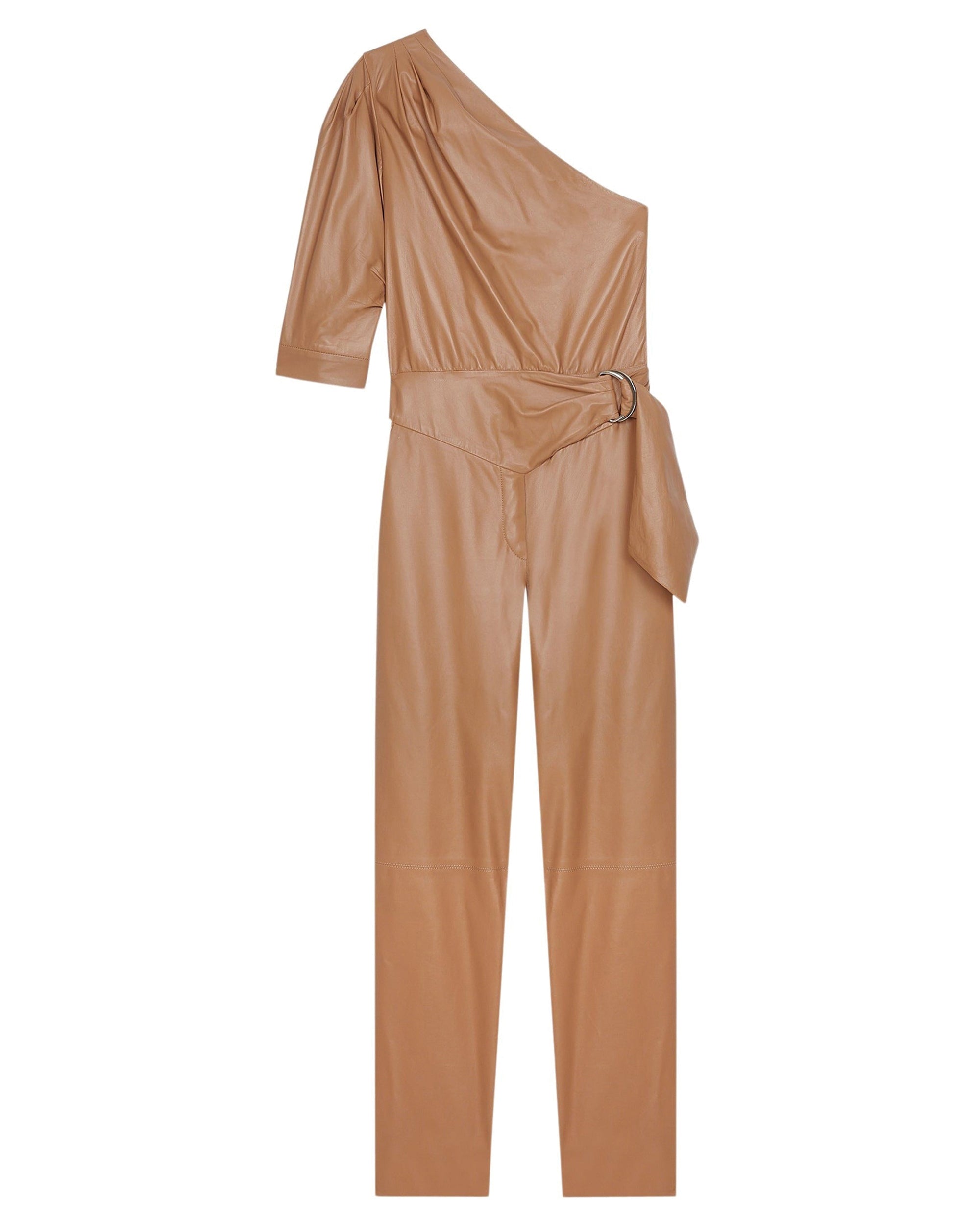 Juna jumpsuit in leather - Fudge