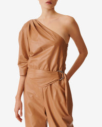 Juna jumpsuit in leather - Fudge