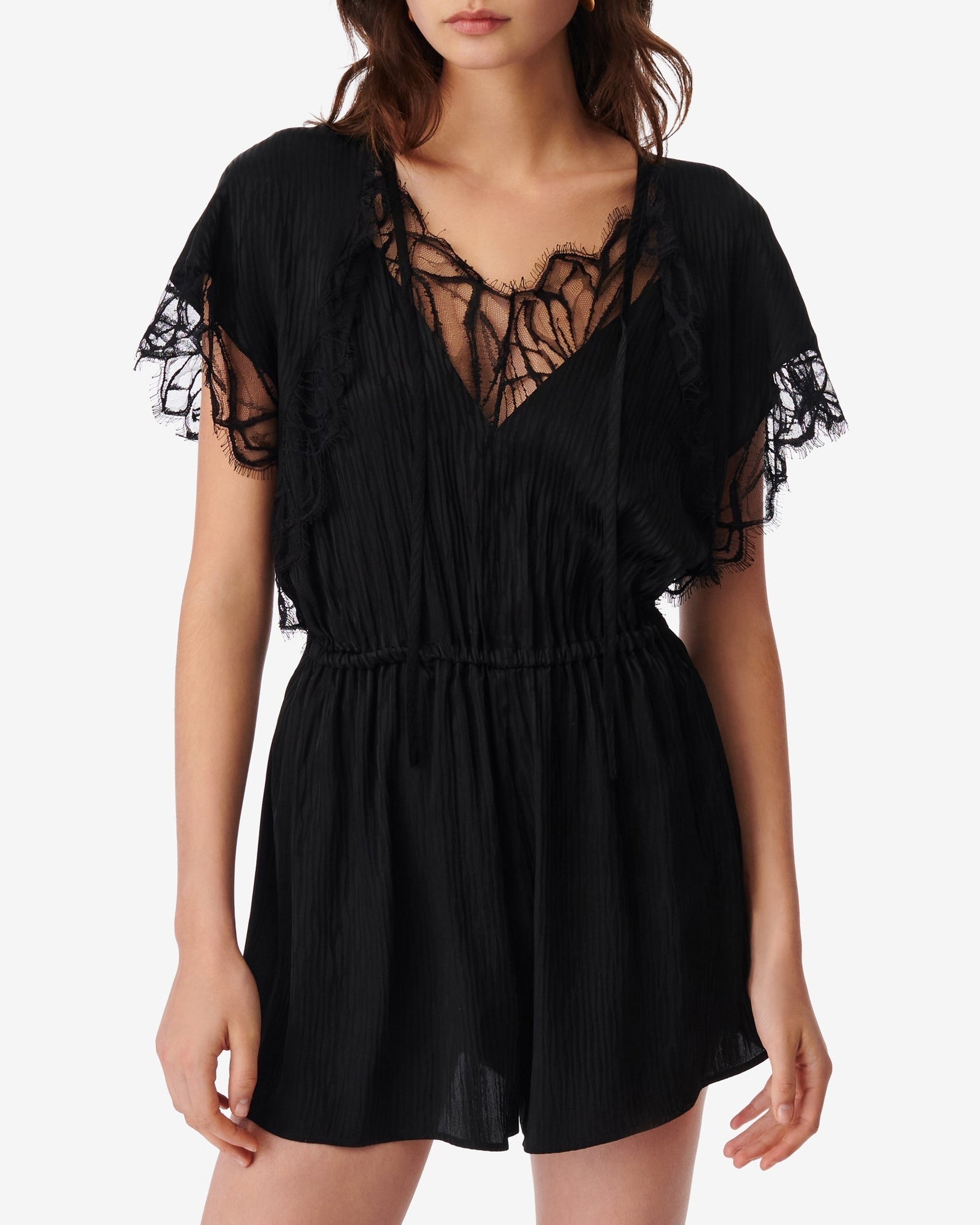 Haku short-suit in silk blend - Black
