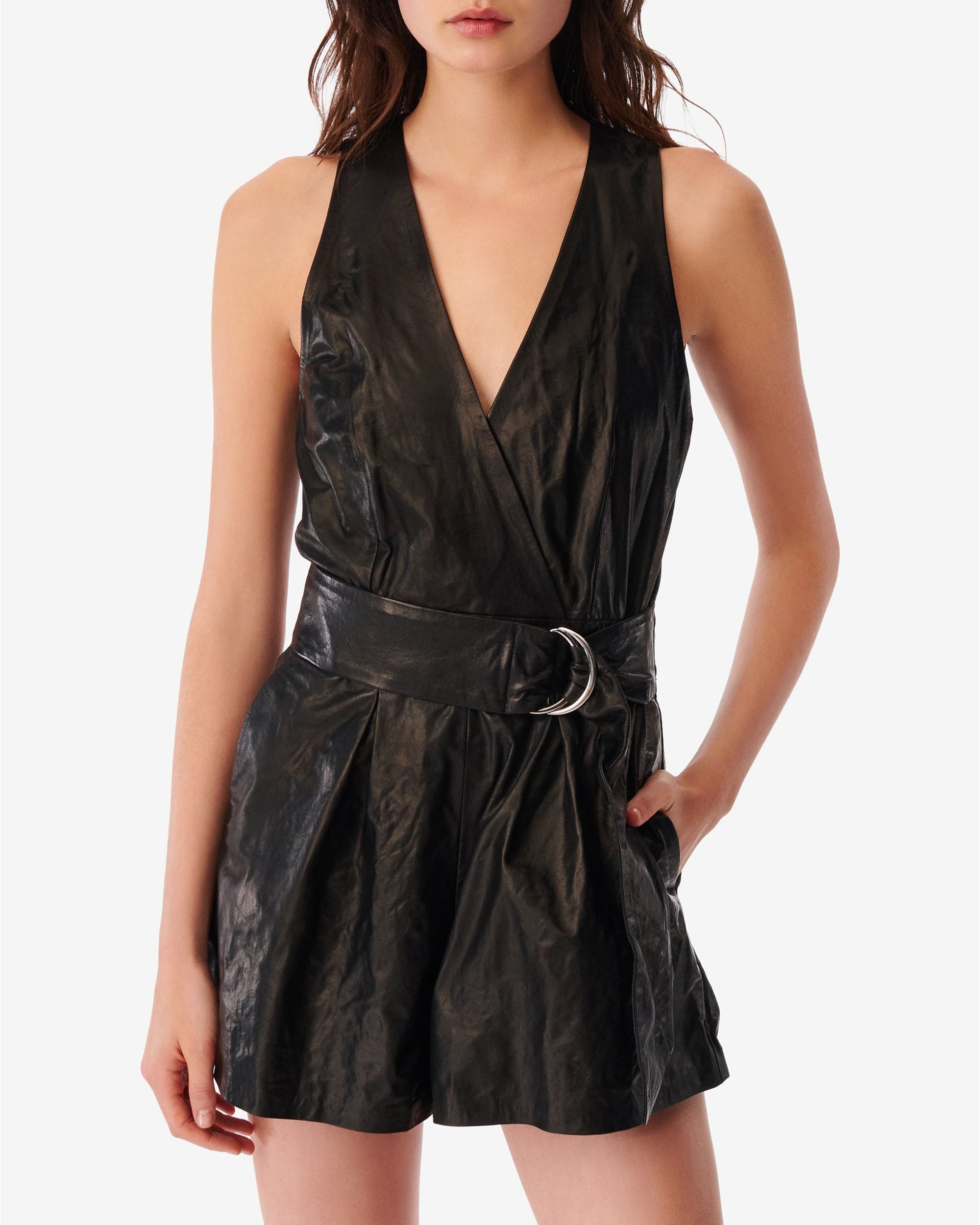 Isaia leather jumpsuit - Black