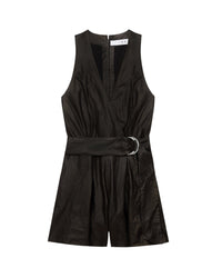 Isaia leather jumpsuit - Black