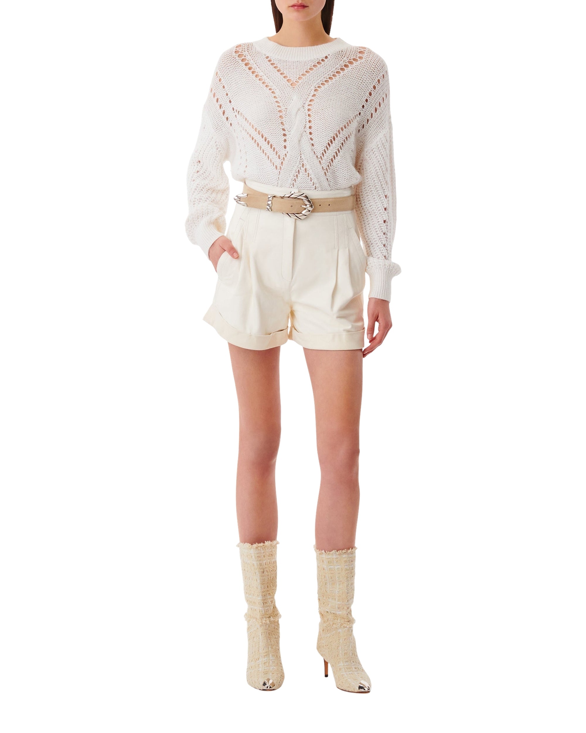 Dana shorts in leather - Natural White
