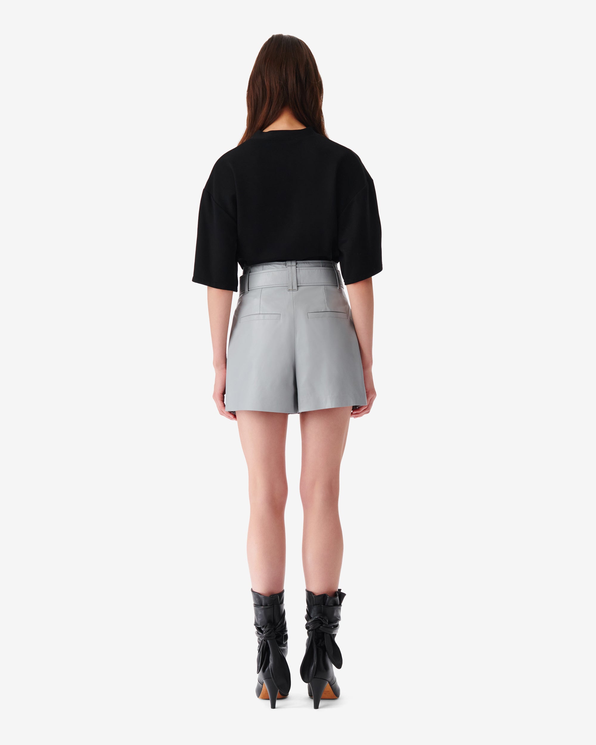 Paoli leather shorts - Light Grey