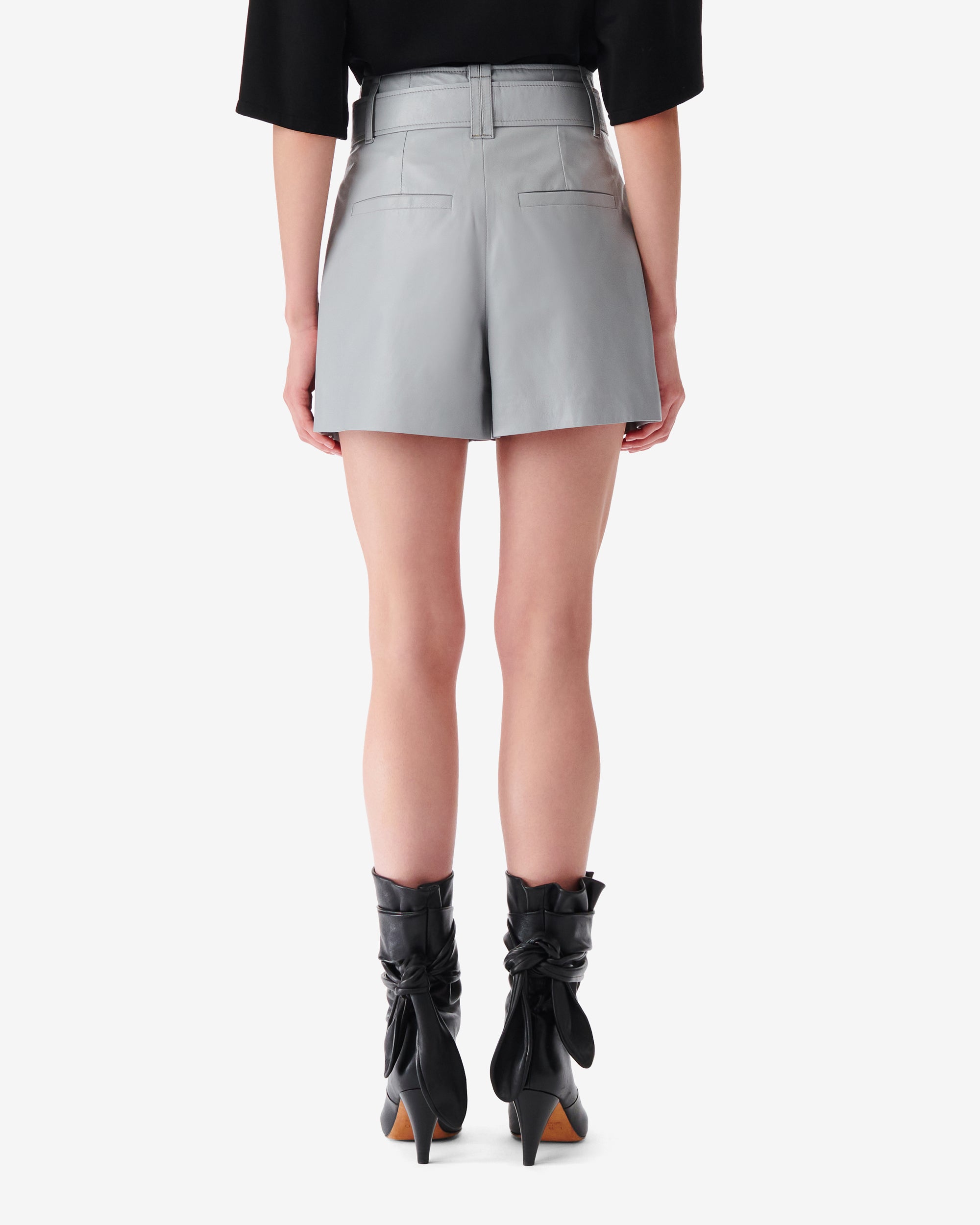 Paoli leather shorts - Light Grey