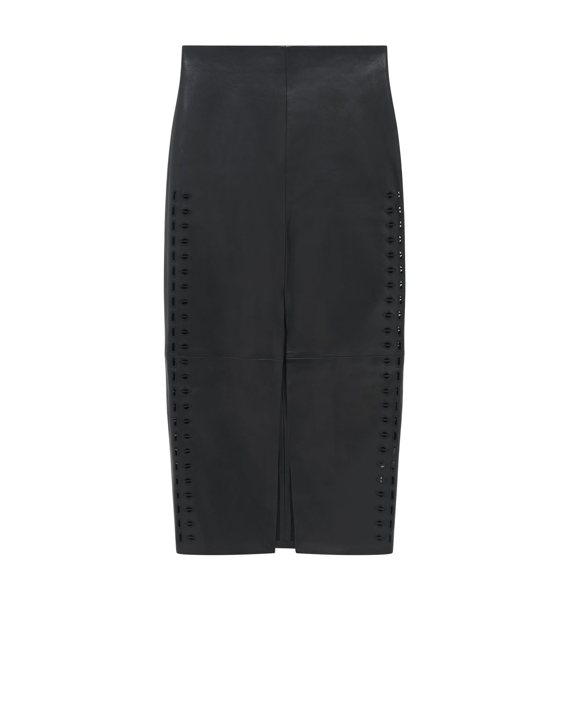 Akine split skirt in leather - Black