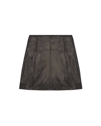 Baila short skirt in leather - Black