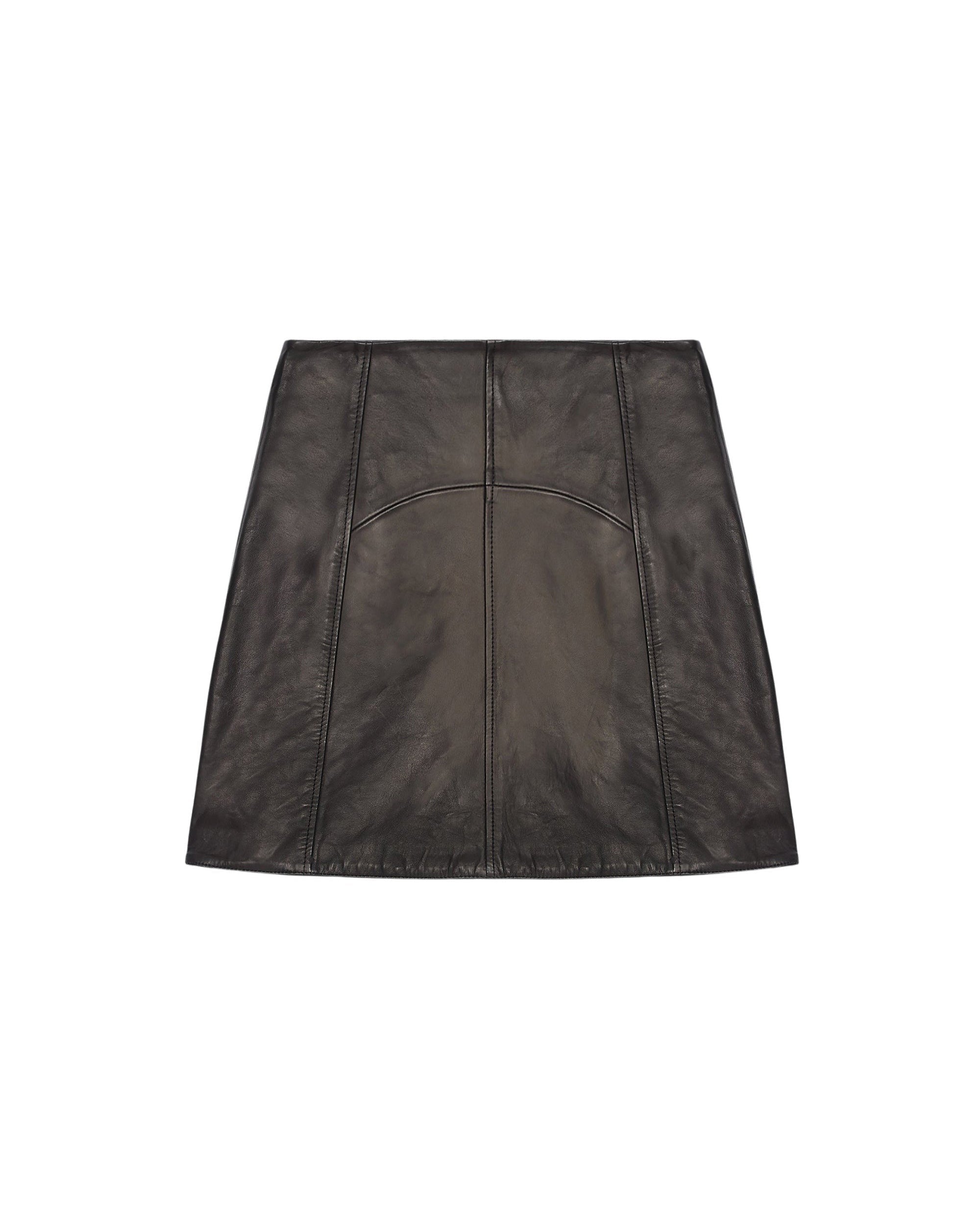 Baila short skirt in leather - Black