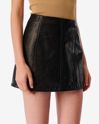 Baila short skirt in leather - Black