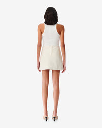 Baila short skirt in leather - Off White