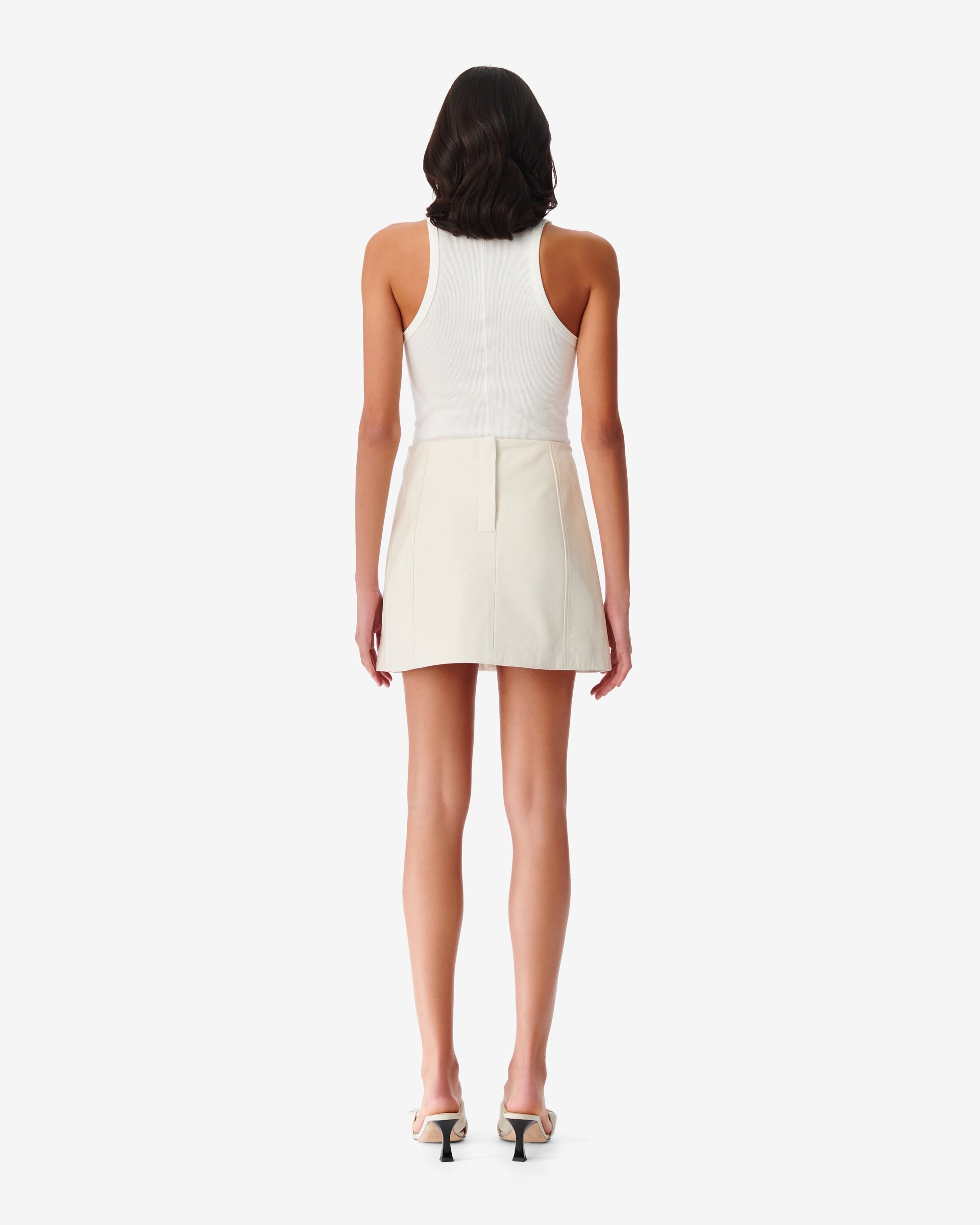 Baila short skirt in leather - Off White