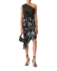 Cartina midi skirt - Black Multico