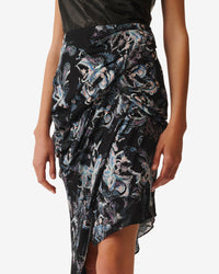 Cartina midi skirt - Black Multico