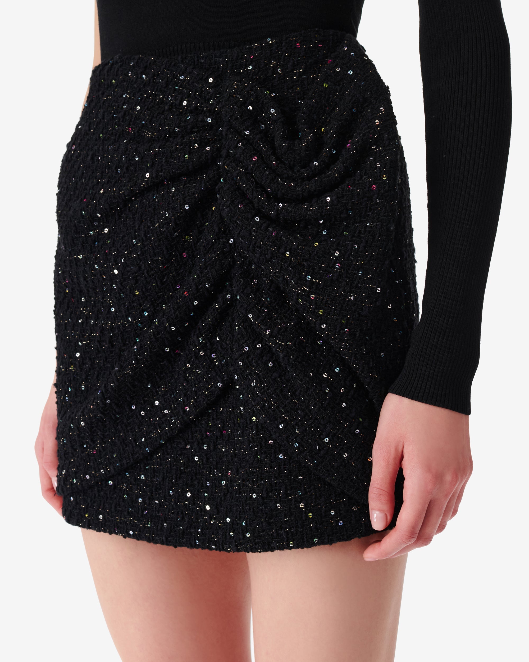 Clarita skirt in wool blend - Black Sequins