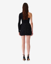 Clarita skirt in wool blend - Black Sequins