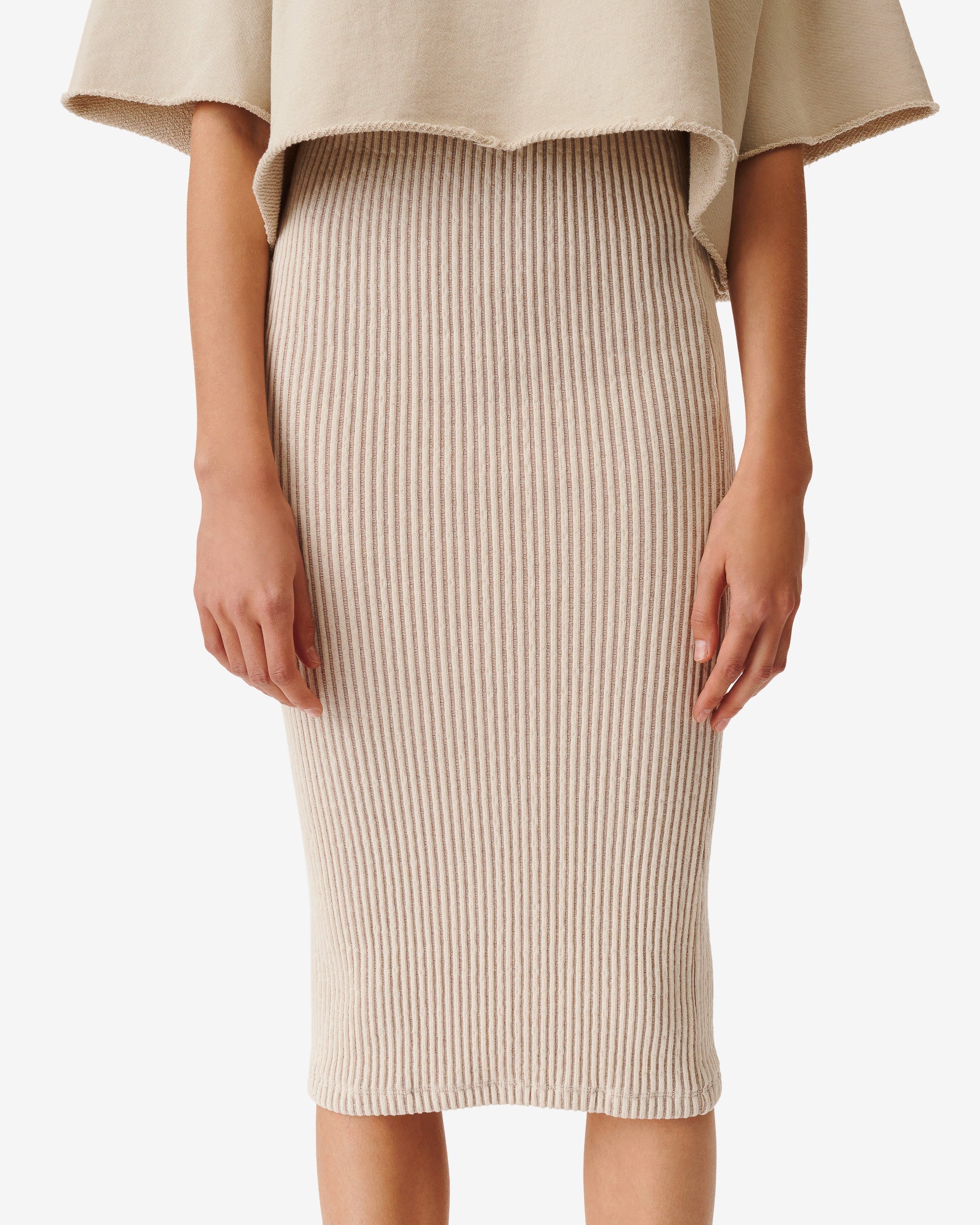 Ghita mid-length skirt - Taupe & Ecru