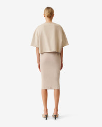 Ghita mid-length skirt - Taupe & Ecru