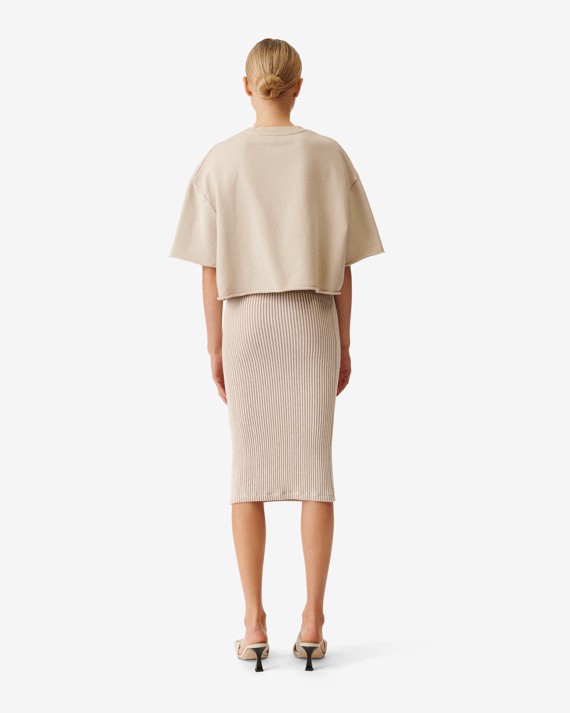 Ghita mid-length skirt - Taupe & Ecru