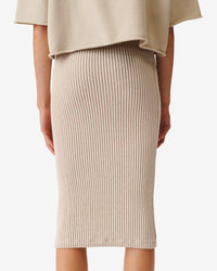 Ghita mid-length skirt - Taupe & Ecru