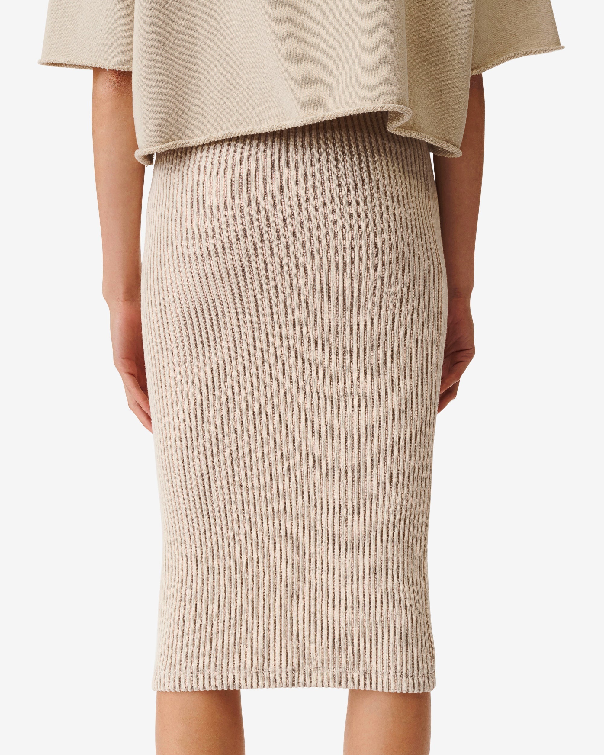 Ghita mid-length skirt - Taupe & Ecru
