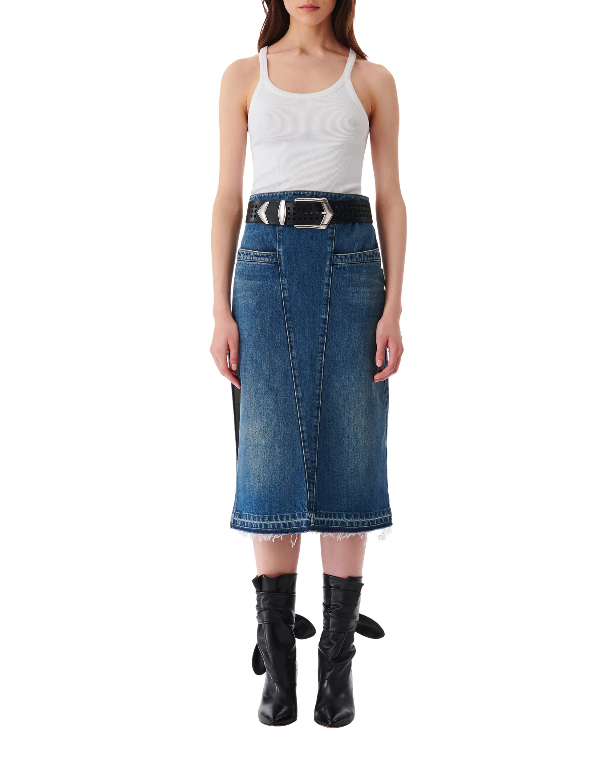 Lamy midi skirt in denim - Mid Blue Used