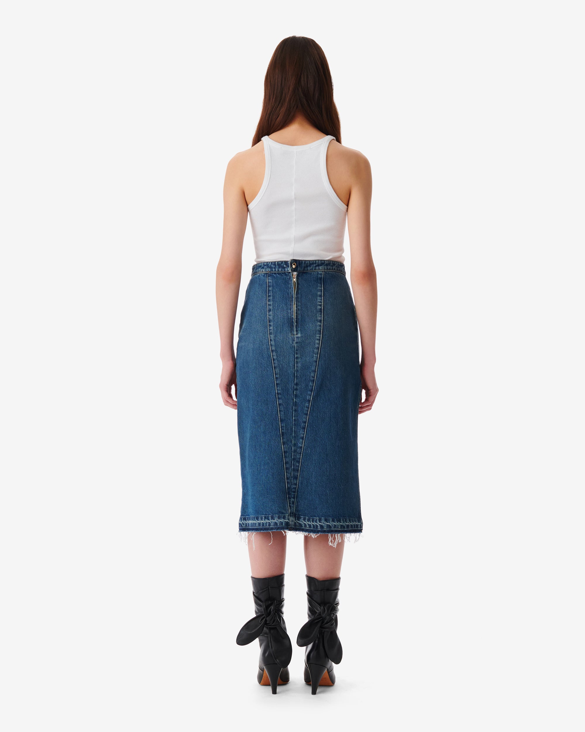 Lamy midi skirt in denim - Mid Blue Used