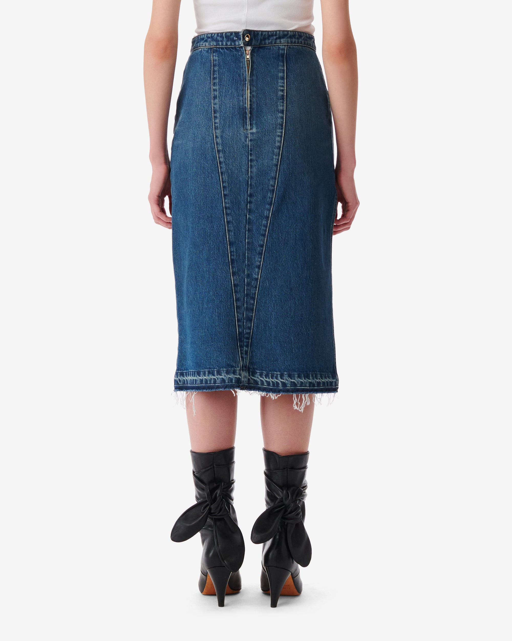 Lamy midi skirt in denim - Mid Blue Used