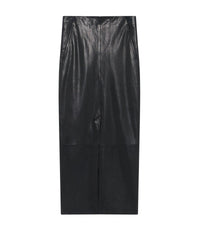 Nadia midi skirt in leather - Black