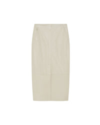Nadia midi skirt in leather - Ecru