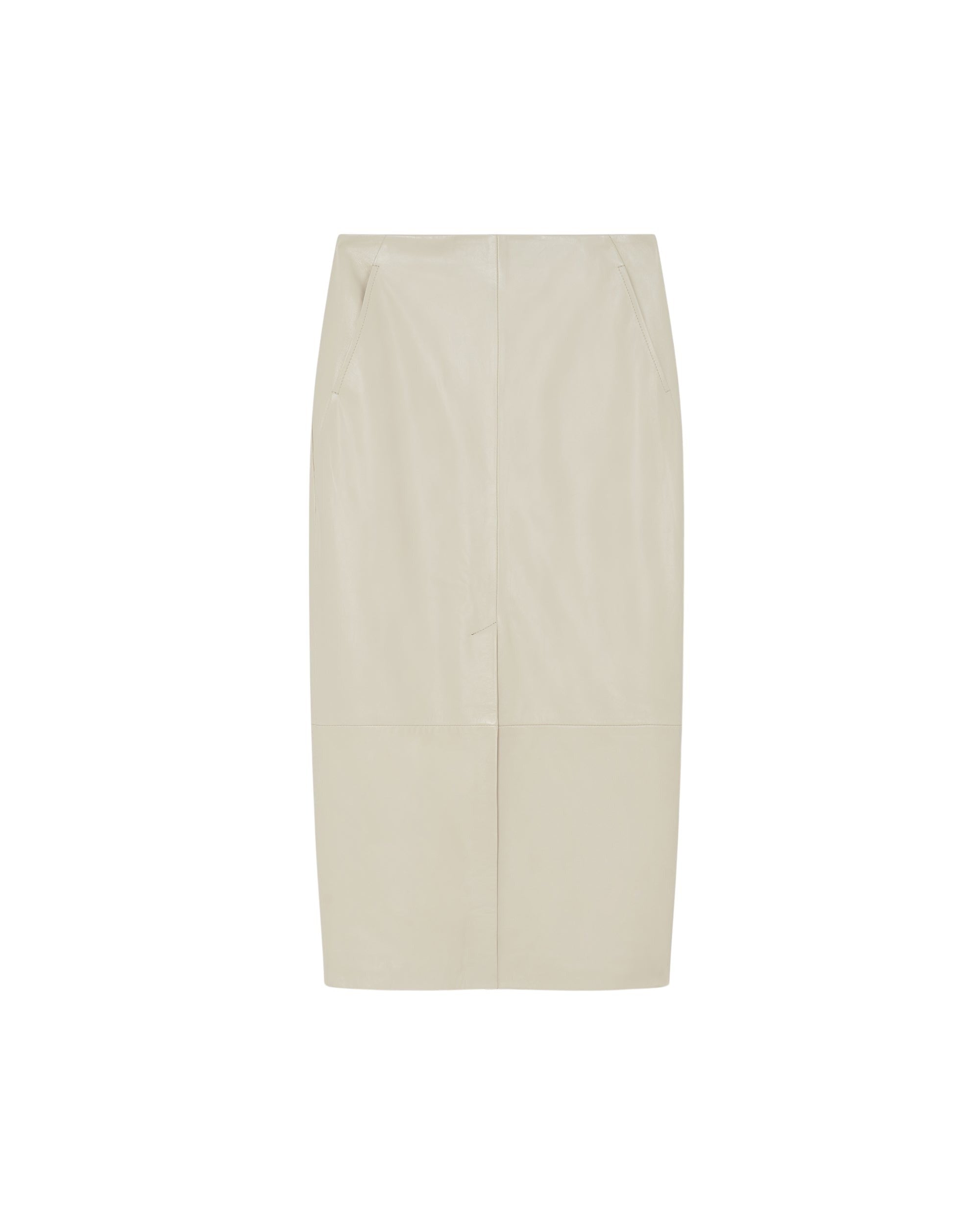 Nadia midi skirt in leather - Ecru