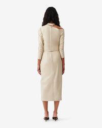 Nadia midi skirt in leather - Ecru