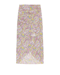 Tamio long skirt in silk - Ecru & Pink
