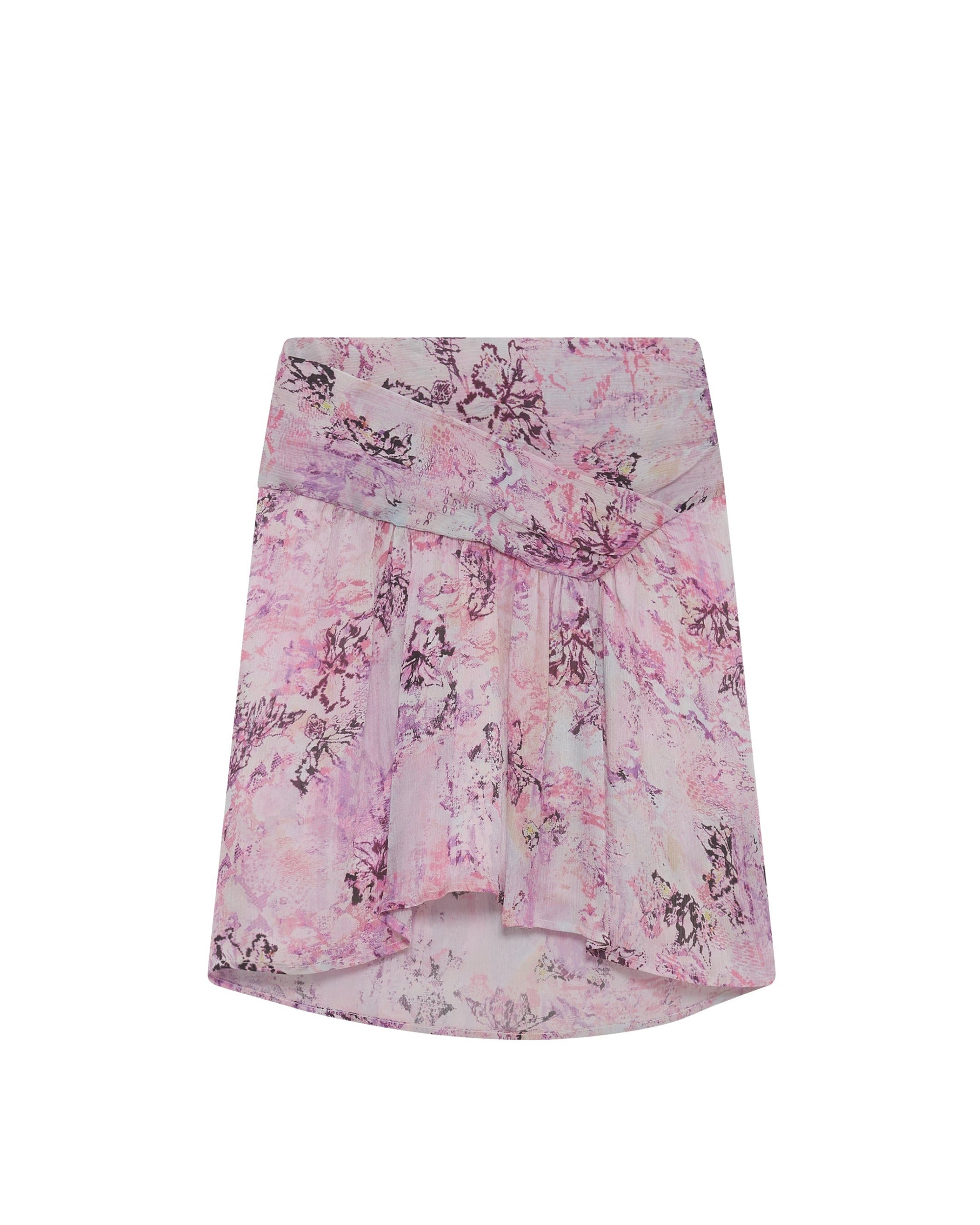 Theoline short skirt in silk - Ecru & Light Pink